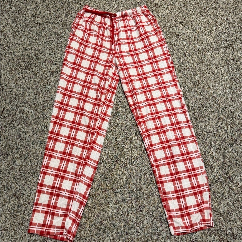 womens size small pajama pants lounge pant Serra Red and White Plaid soft
